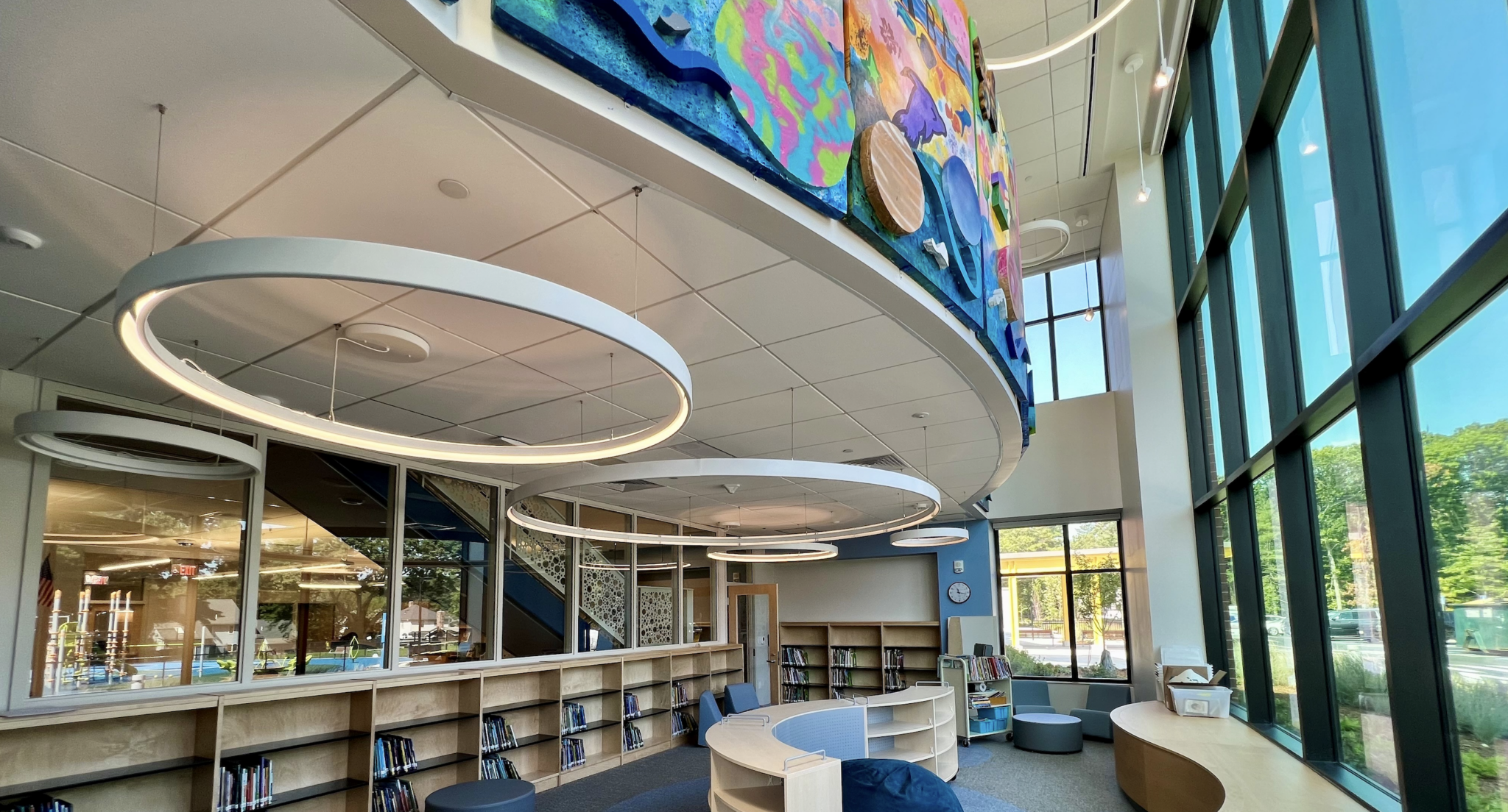 Library with mural